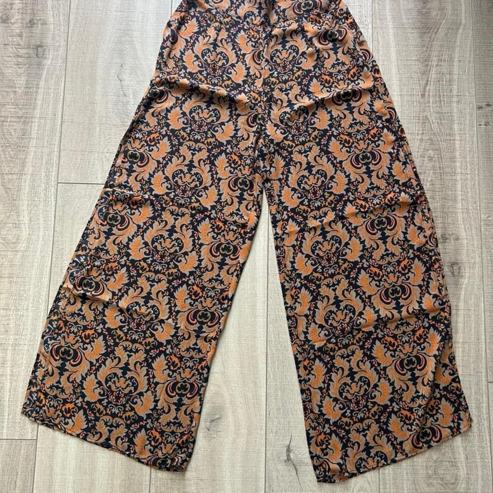 Y2K Baroque Pattern Palazzo Pants | Retro Festival‎ Style - Size M